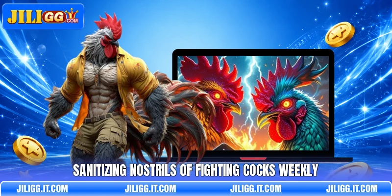 Sanitizing nostrils of fighting cocks weekly